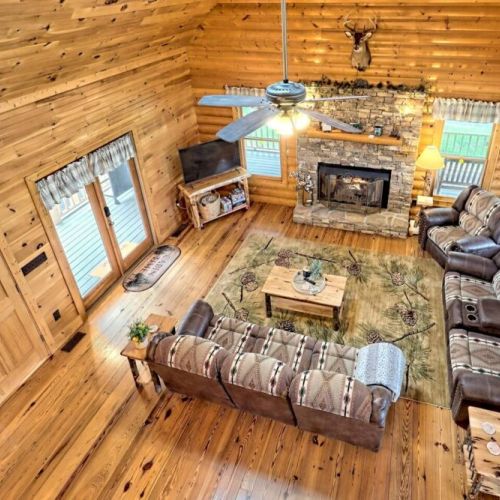 View of the downstairs from the loft area