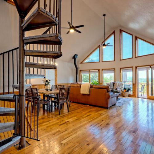 Stairs up to loft.