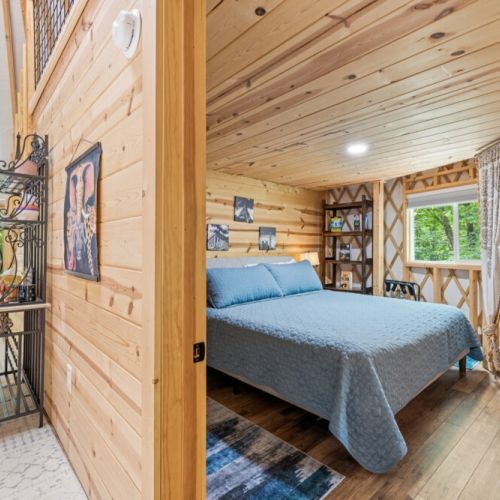 Bedroom with king bed.