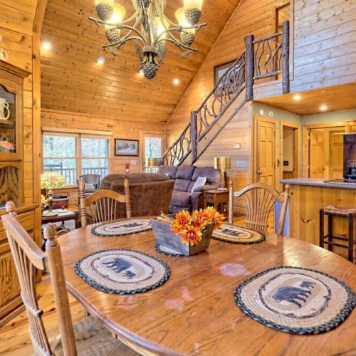 View of the open areas and the unique mountain laurel stair railing