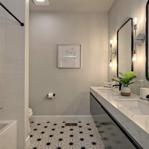 Guest bathroom with double vanities