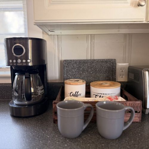 Coffee anyone? Regular drip coffee machine. We supply ground coffee!