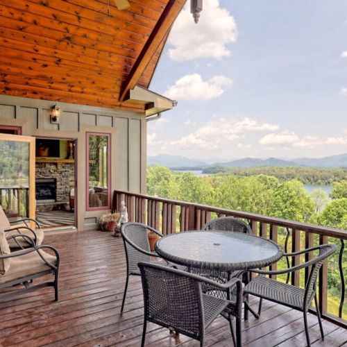 Upper level deck with outdoor seating area