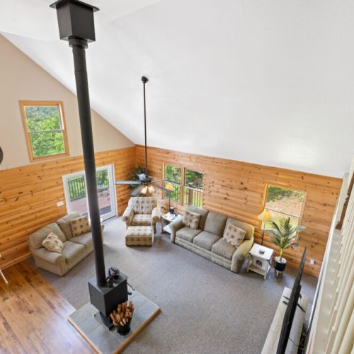 Looking down from loft.