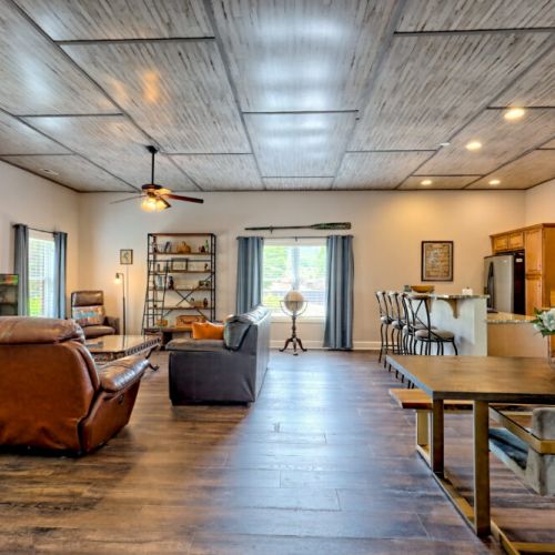View from the dining area towards the kitchen / living room
