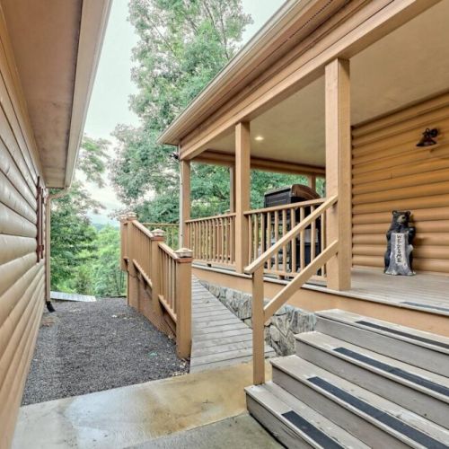 Between the garage and house