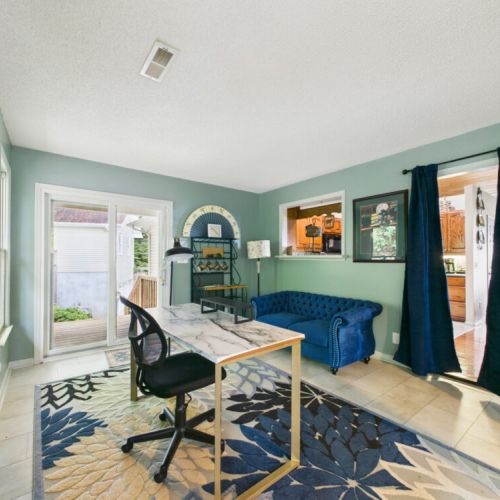 office area with entrance to upper deck