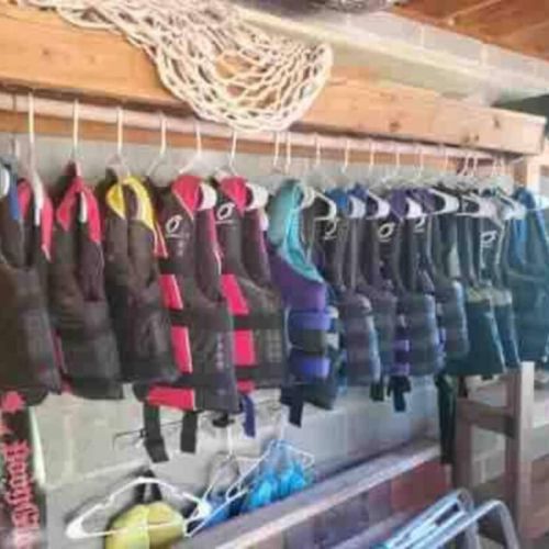 Life vests, lots of sizes and colors!