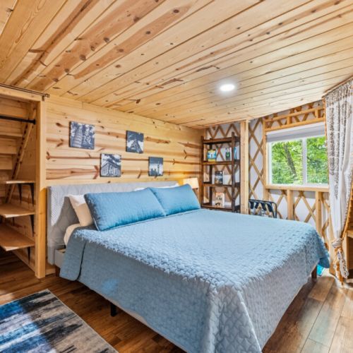 Bedroom with king bed.