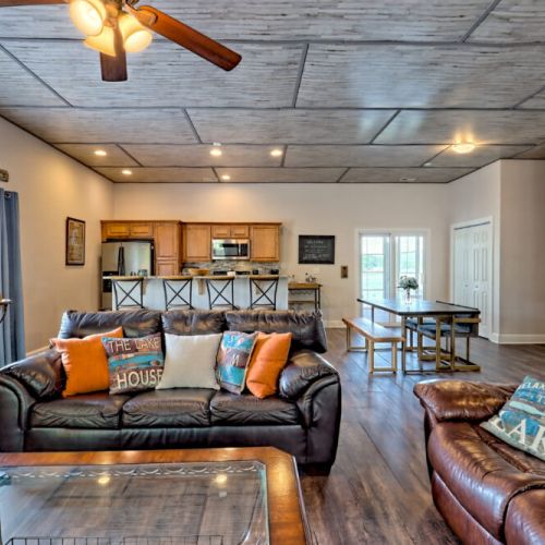 Large living room area with floor to ceiling windows to make the most of the views!