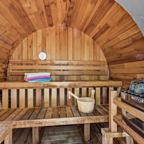 Inside sauna.