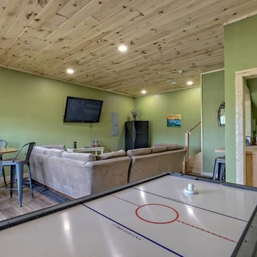 Downstair living area with bar and games room.