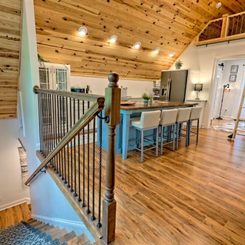 Stairs to garage apartment.
