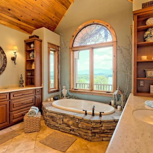Master bath with soaking tub and view. Spectacular!