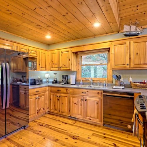 View of kitchen from breakfast bar area