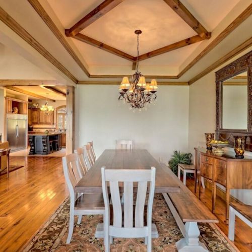 Dining area, looking into kitchen and living room