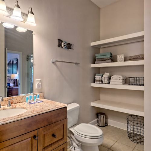 Master bath with large tub and shower.