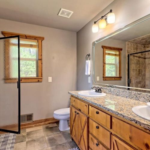 Master Bathroom with walk in shower and jet tub and double sinks!