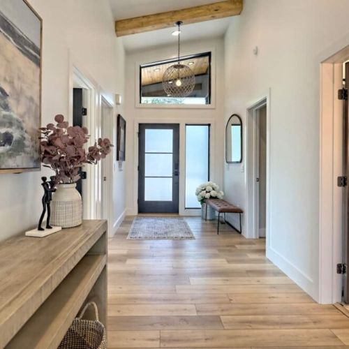 Hallway to living areas from bedroom areas