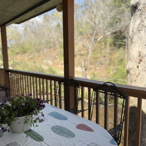 Enjoy outdoor meals by the creek.