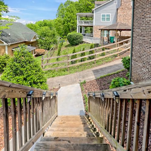 Stairs to fire pit and grill