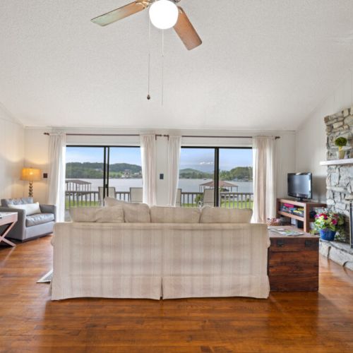 Looking out to the lake from the living area.