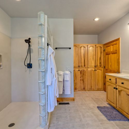 Walk in shower.