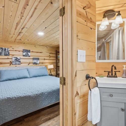 Bedroom with king bed.