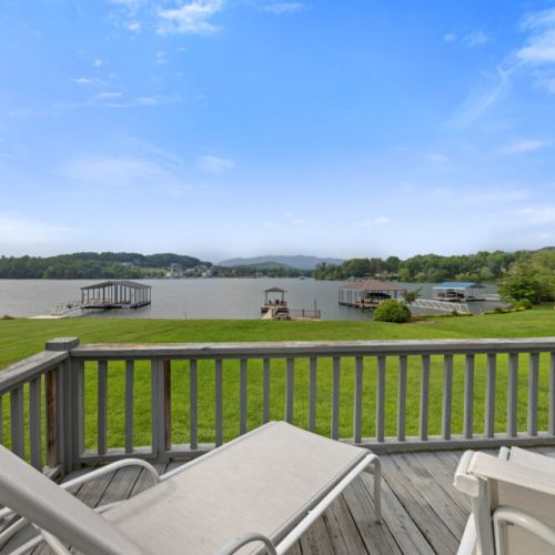 Chaise lounges on back patio.