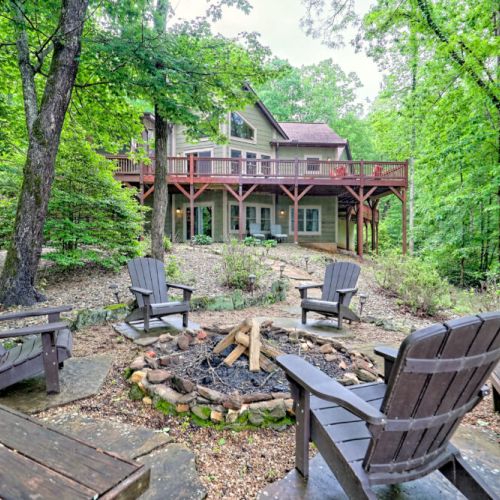 Fire pit looking up to the back of the home.