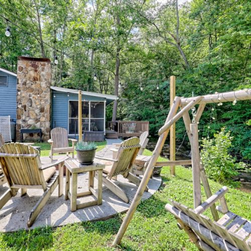 Firepit and back of home.