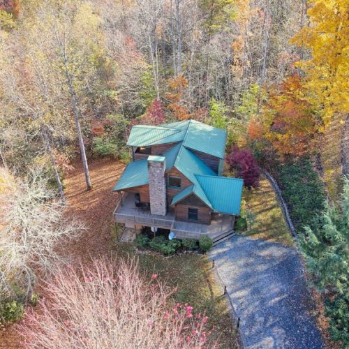 Aerial view of home and surrounding property. So pretty, especially when the leaves change!