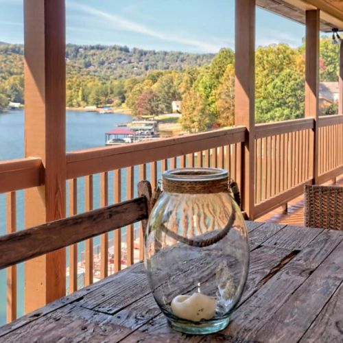 Rear deck with lake views
