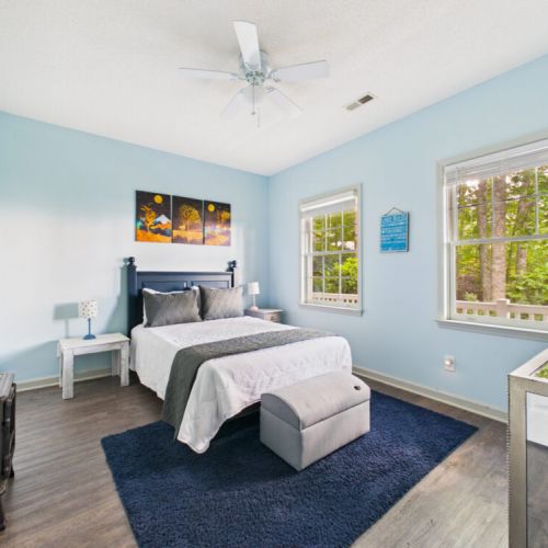 Lower level bedroom with full size bed