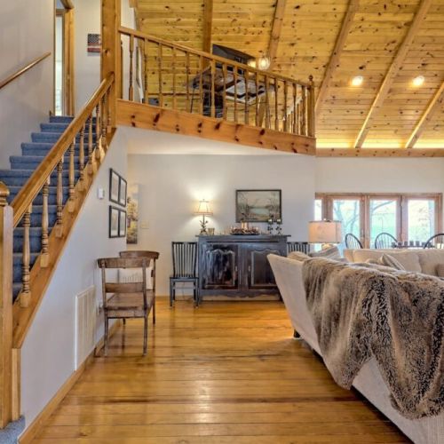 Stairs up to the loft area that overlooks the living room