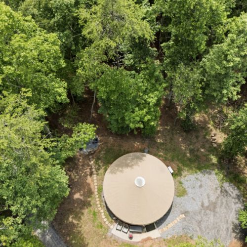 aerial of yurt