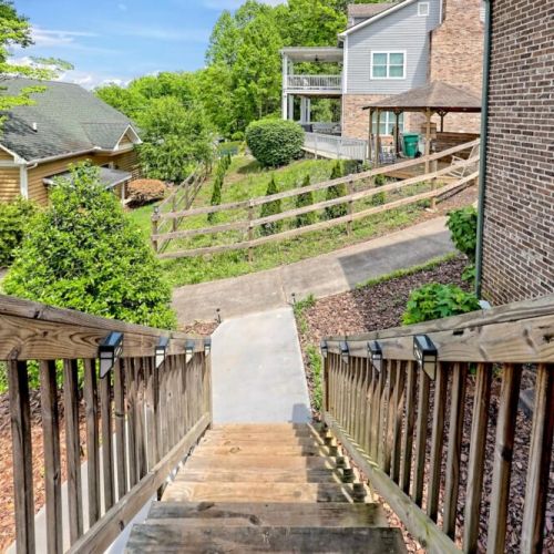 Stairs to fire pit and grill