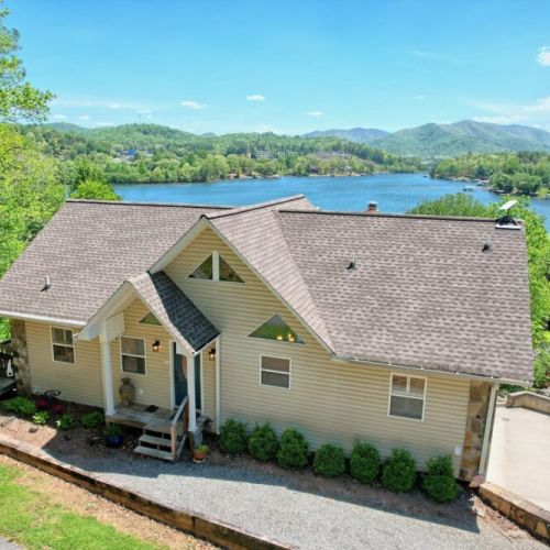 aerial view of the house and driveway