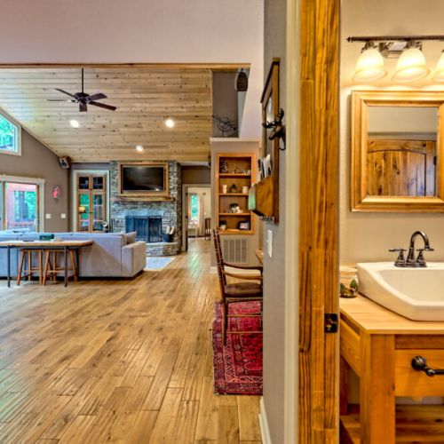 Side entrance view of living area.