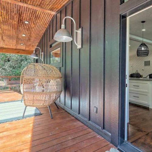 Back deck with cozy lounge chairs