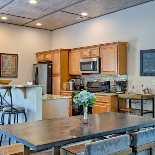 View from the dining area towards the kitchen