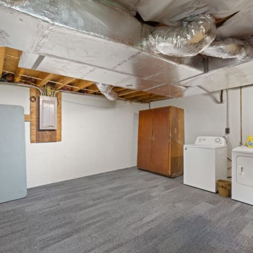 Laundry room on the basement level.