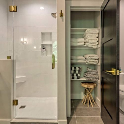 En suite in master bedroom with walk in shower