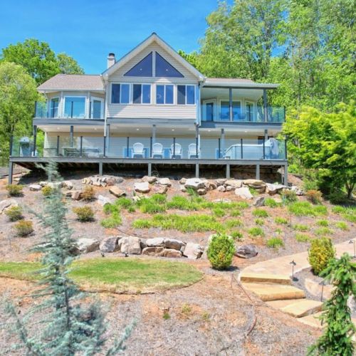 View of the lakeside of the house