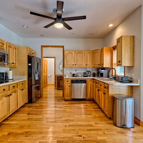 Fully stocked kitchen.